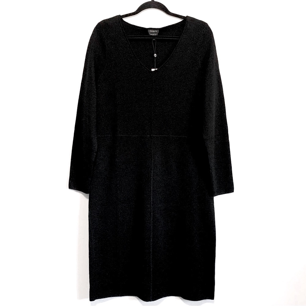Talbots 100% Pure Merino Wool V-Neck Midi Sweater Dress